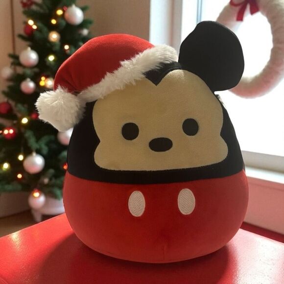 SQUISHMALLOW Disney MICKEY MOUSE Christmas 8" Plush Toy w/Santa Hat 2022 NWT - Picture 1 of 5